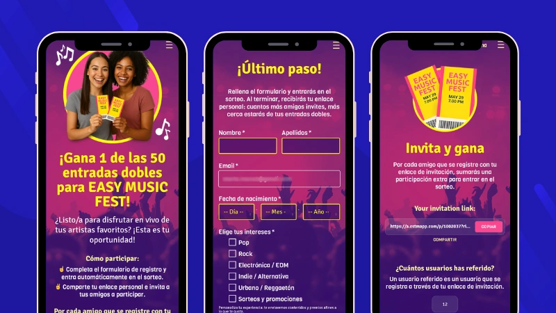 Regala unas entradas entre los registrados. Participaciones extra en el sorteo per cada referido