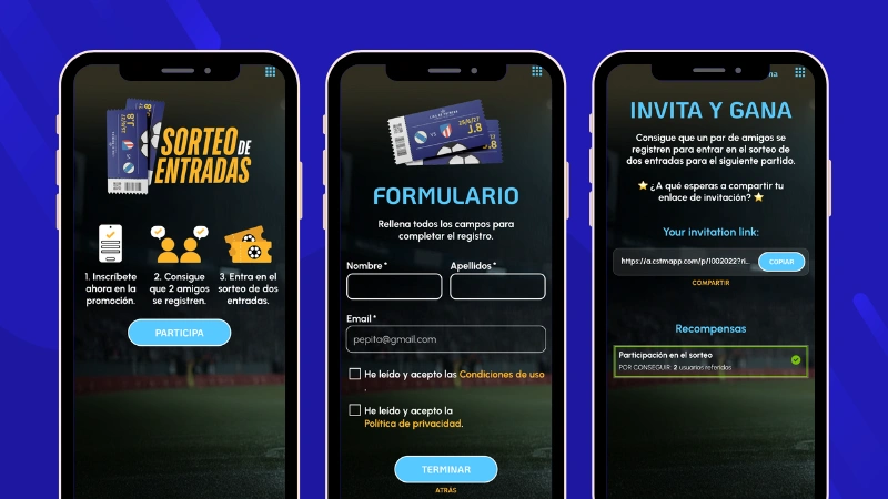 ejemplo de promoción Invita y gana para entrar en un sorteo