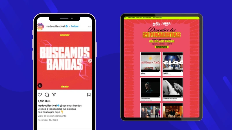 Microsite with participant registration and public voting for a music contest.