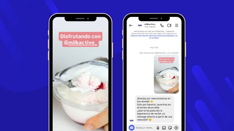 Example of a Story mention triggering a DM