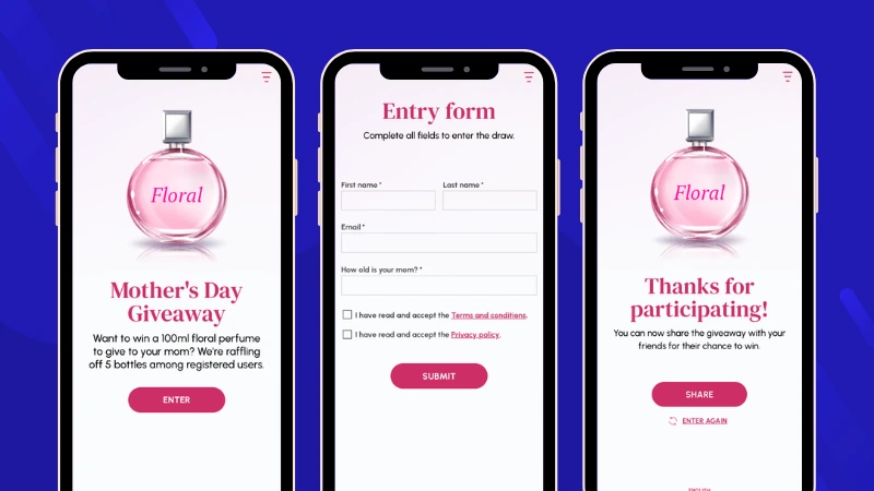 Mother's Day entry form giveaway