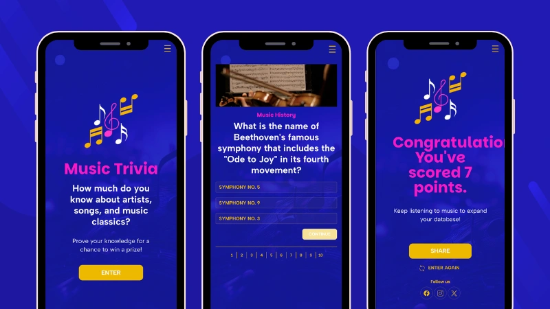 Example: Music Trivia with rewards