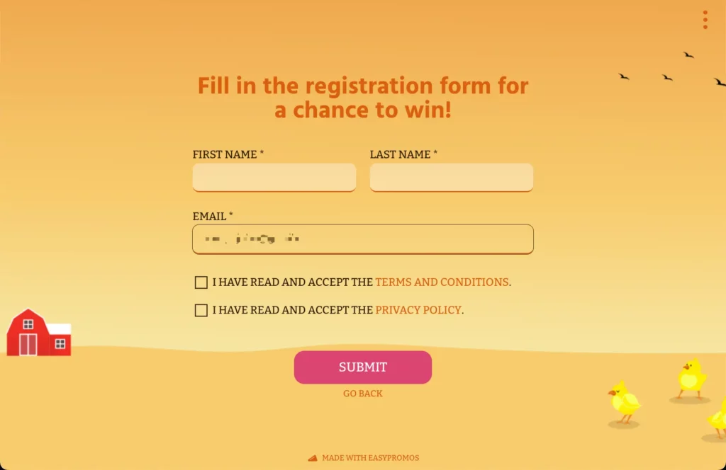 online Easter Egg hunt registration form