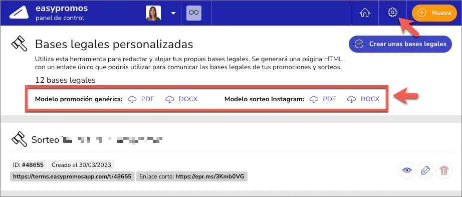 Plantilla de bases legles para sorteos en redes sociales y promociones online
