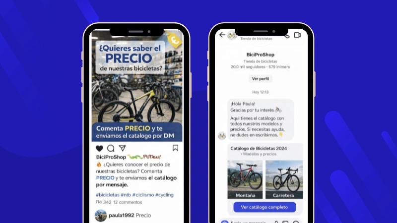 Ejemplo de comentario a DM para solicitud de información o catálogo