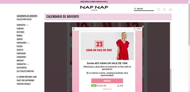 ejemplo de promoción Naf Naf