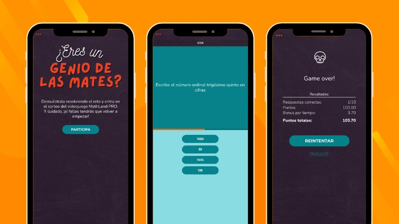 tipos de gamificación: quiz de matemáticas