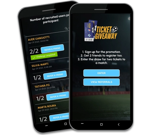 Example of a refer a friend giveaway tool