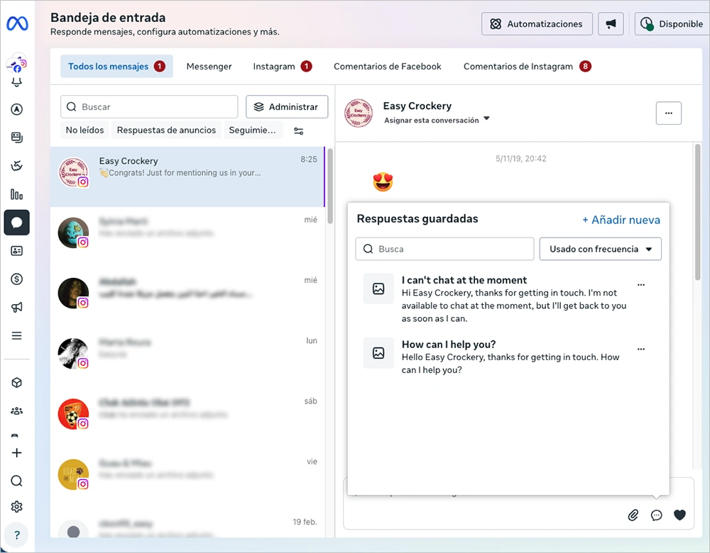 Create saved replies to copy and paste manually in Instagram DM