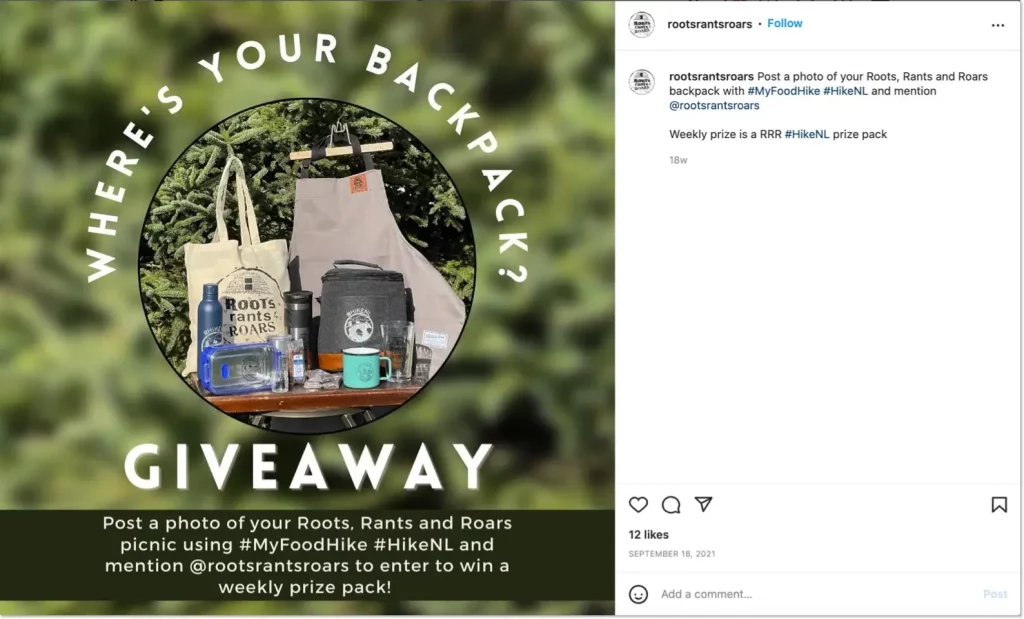 roots mention and hashtag contest on instagram