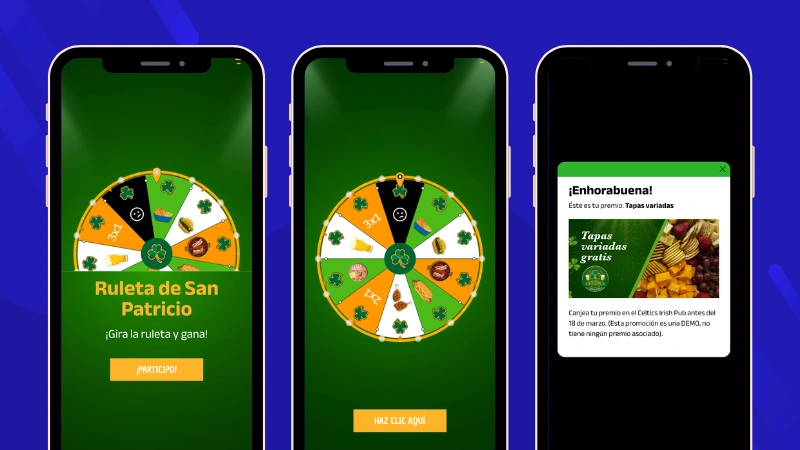 Ejemplo de ruleta de premios de un bar