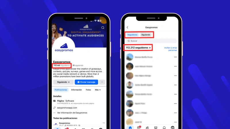 Seguidores de una página de Facebook