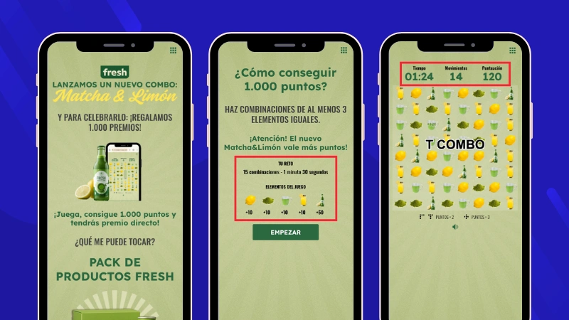 características de un juego de combinaciones personalizado