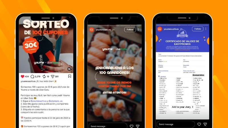 Instagram giveaway with 100 winners selected at random