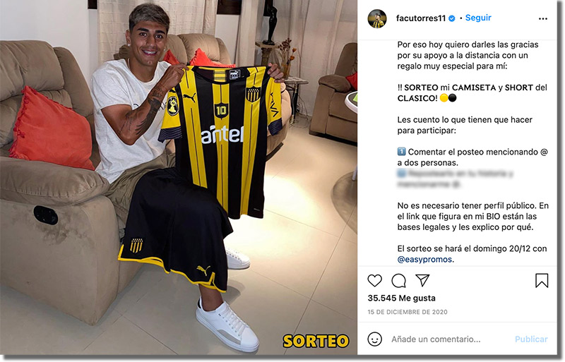 Caso de éxito de Facu Torres - Cómo un futbolista hace sorteos en redes sociales