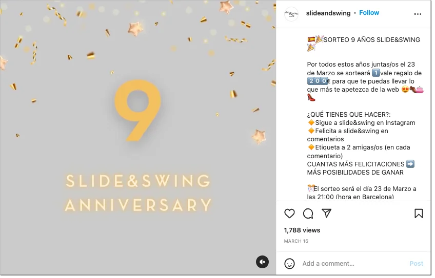 sorteo instagram aniversario negocio o marca