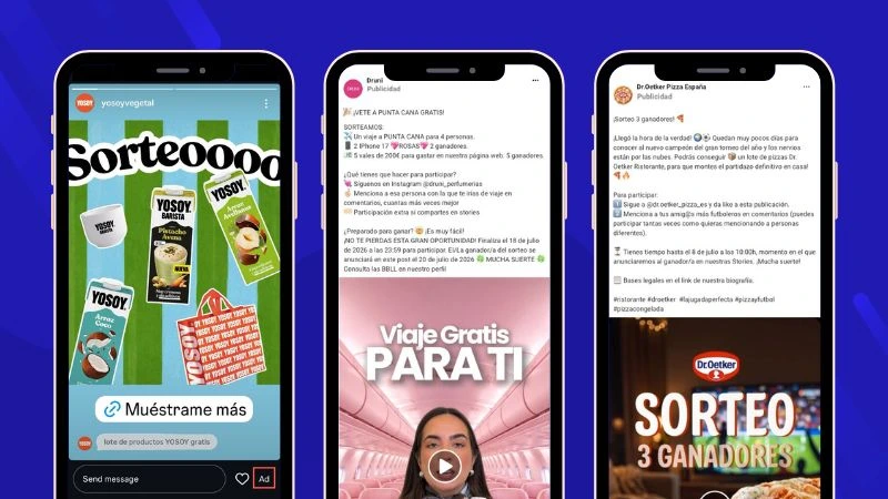 Instagram giveaways using promoted posts created with Meta Ads