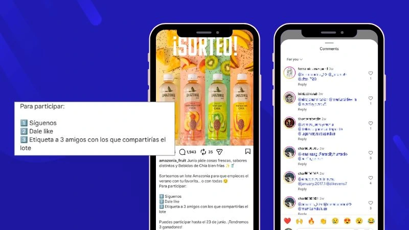 Real example of an Instagram giveaway requiring users to mention friends