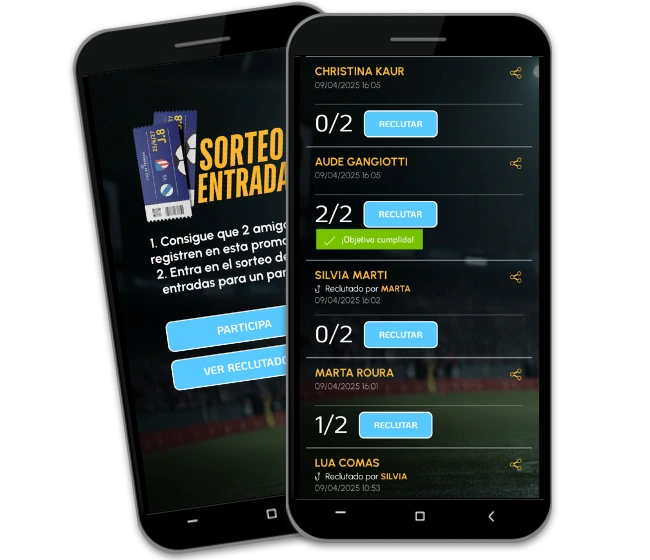 Ejemplo de sorteo de reclutadores de entradas para un partido