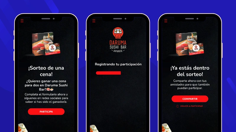 ejemplo de sorteo con registro de un bar / restaurante