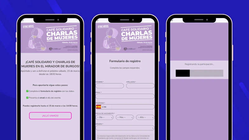 ejemplo de sorteo con registro del Día de la Mujer del CC El mirador de Burgos