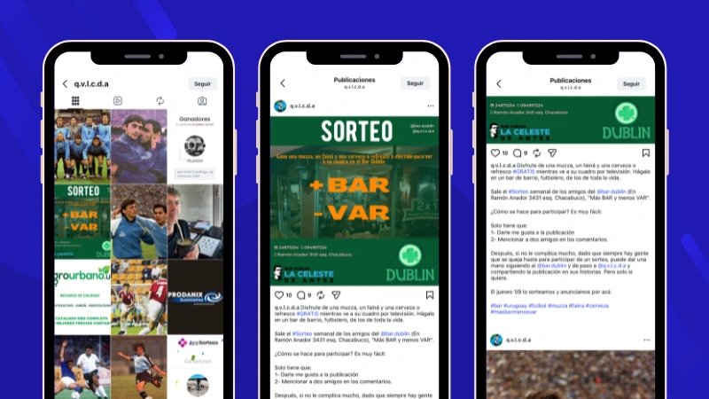ejemplo de sorteo en instagram de un sports bar