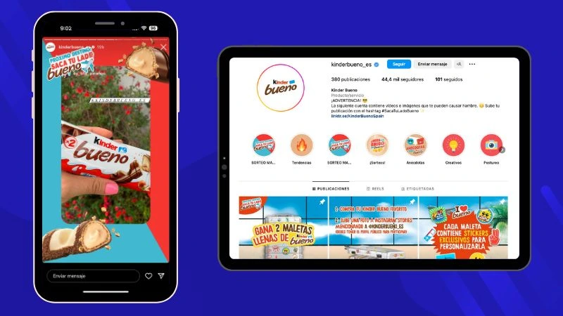 Sorteo Kinder bueno en Instagram stories para convertir consumidores en embajadores de marca