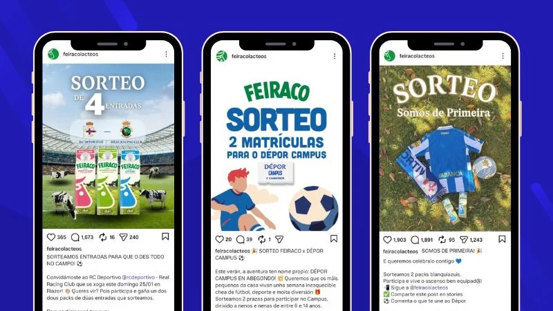Examples of Feiraco Instagram giveaways featuring different prizes