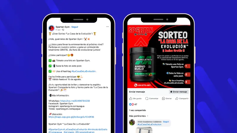 Marketing para gimnasios: ejemplo de sorteo en facebook