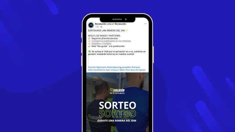 Ejemplo de un sorteo en Facebook de un gimnasio