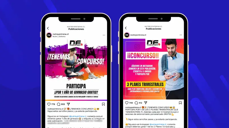 Marketing para gimnasios: ejemplos de sorteo en Instagram