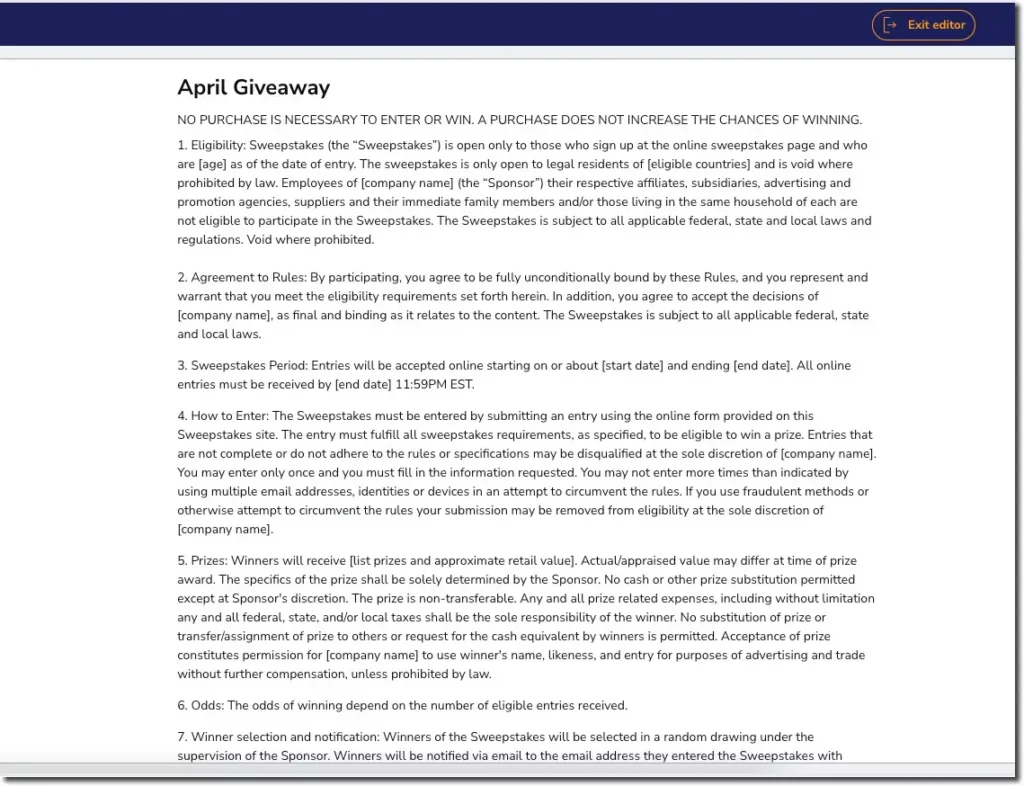 Terms and Conditions generator 