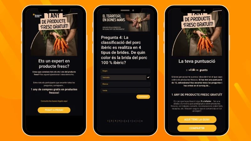 quiz interactivo para promoción de producto