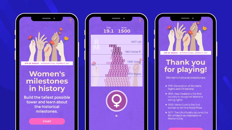 The tower game, Women's Day example