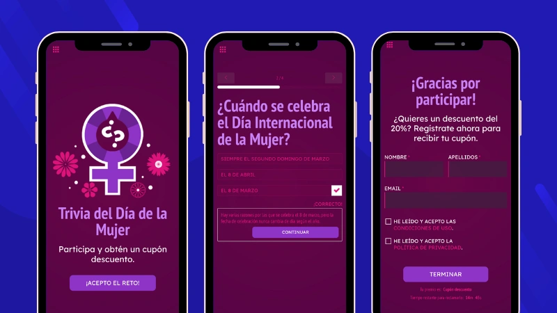 Promociones por el Día de la Mujer: ejemplo de trivia