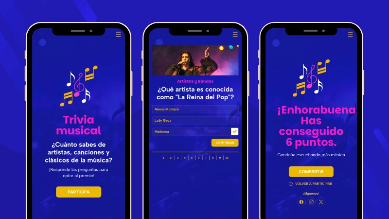 Ejemplo de trivial musical con recompensas
