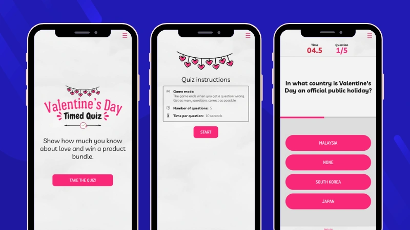 Valentine's Day Quiz with Timer