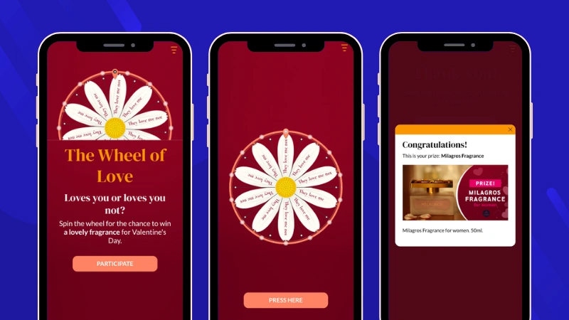 Activities to foster employee engagement. Spin the Wheel application used to distribute Valentine's Day prizes