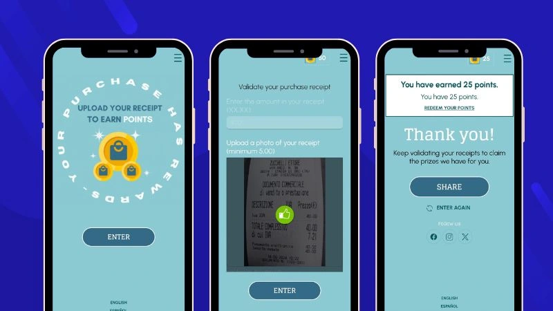 virtual coins as reward: Validate receipts to earn points