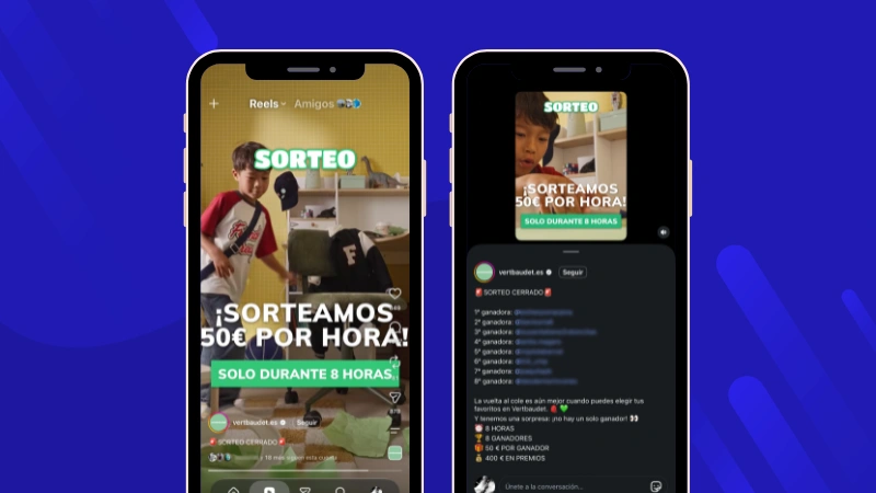 Cómo hacer varios sorteos en una misma publicación de Instagram. Ejemplo de Vertbaudet