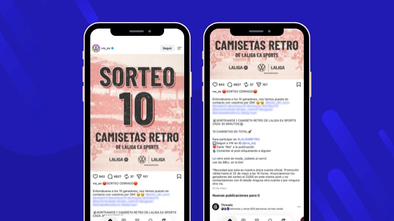 Ejemplo de sorteo cada 30 minutos en Instagram, de Volkswagen.