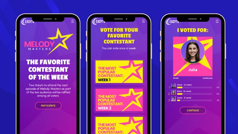 Voting campaign featuring multiple brands or artists.