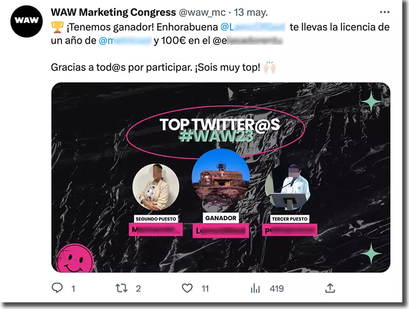 gamificación: premio al más activo en twitter durante el congreso