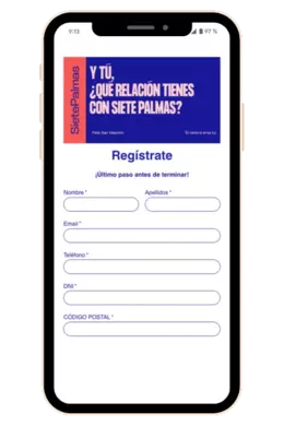 Registration form to collect data